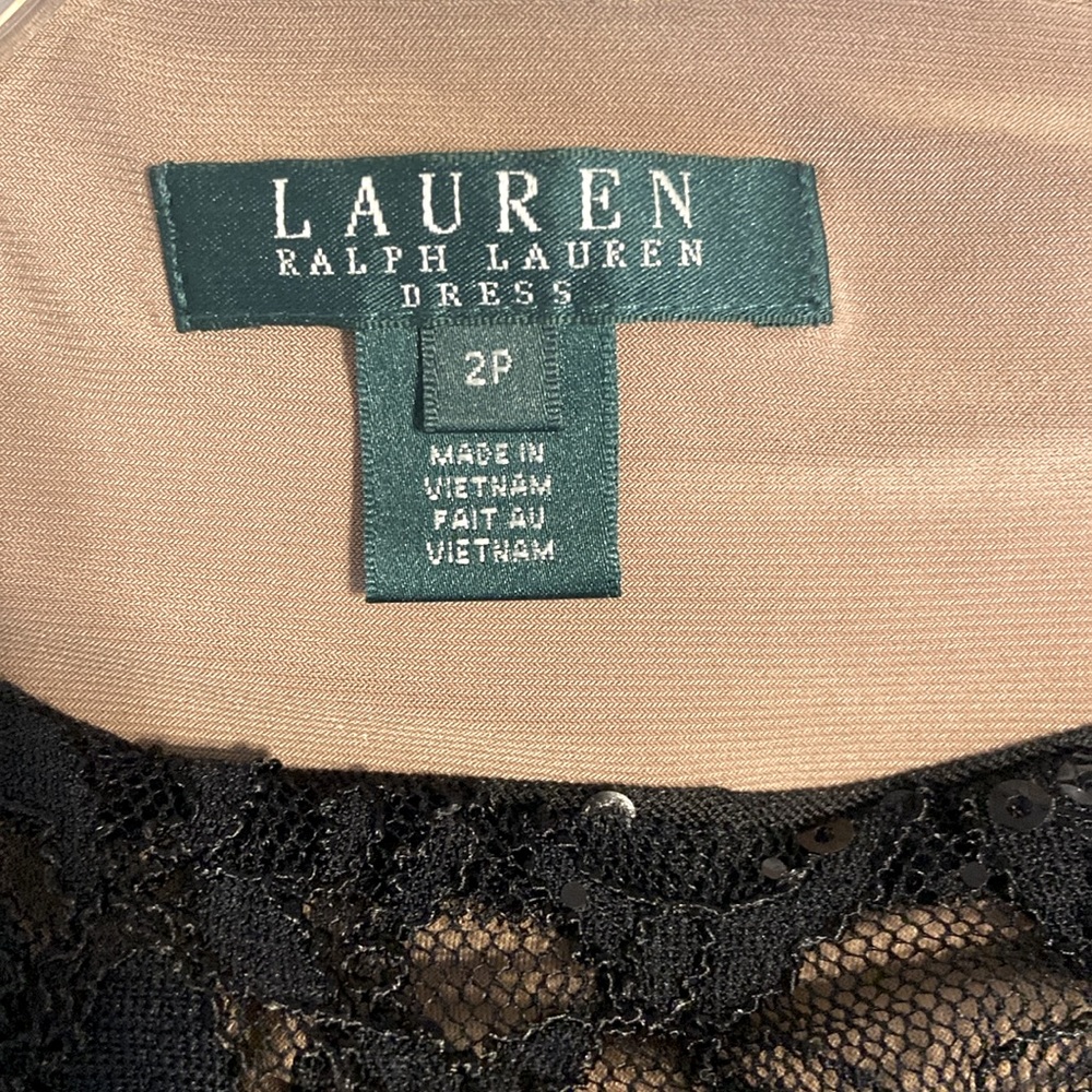 Ralph Lauren Black & Tan Lace Long Sleeved Dress - Picture 4 of 5